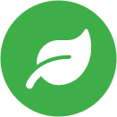 leaf icon in a green circle