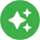 sparkles icon in a green circle