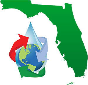Florida map with water droplet logo