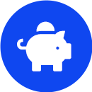 piggy bank icon in a blue circle