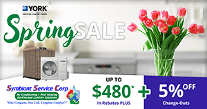 Spring Savings Event: Up to $480 in Rebates on York plus an Extended Warranty - Call Symbiont Service Corp Today